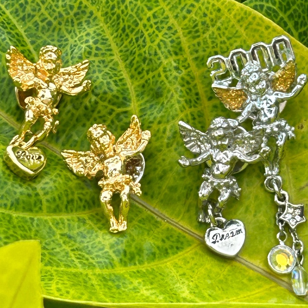 Bundle Kirks folly Gold and Silver Angel Brooch pin lot lots jewelry